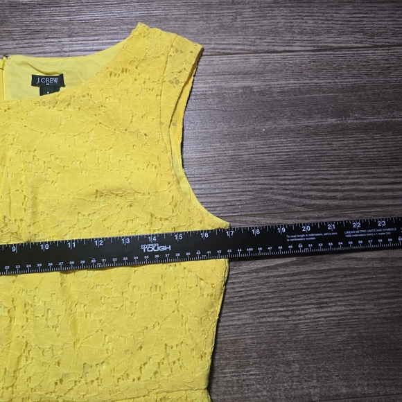 J.CREW Dress Womens 6 Yellow Lace Boatneck Shift Pockets Cotton Blend Romantic - Picture 6 of 8